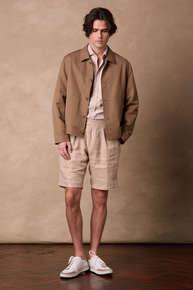 Blouson Jacket - Honey Brown Wool Linen