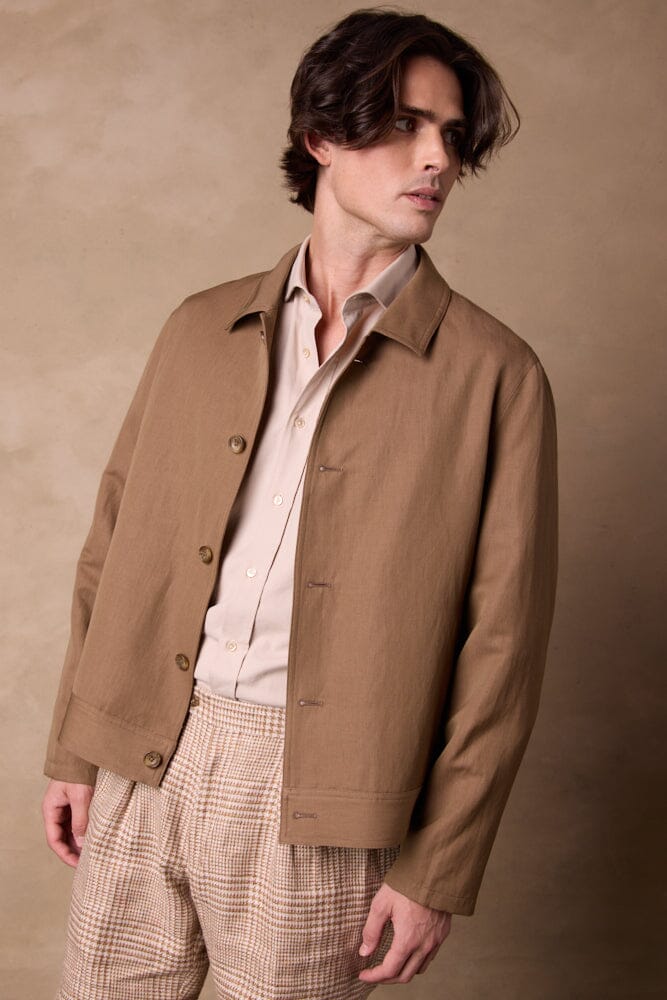 Blouson Jacket - Honey Brown Wool Linen