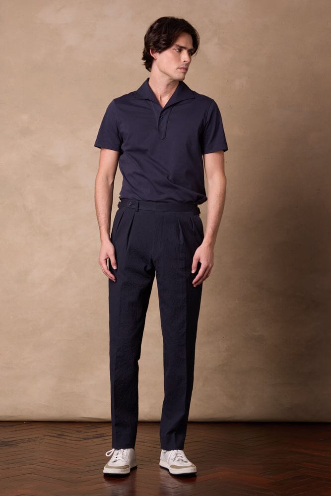 York 1-Piece Polo Top - Navy Cotton