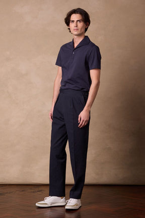 York 1-Piece Polo Top - Navy Cotton