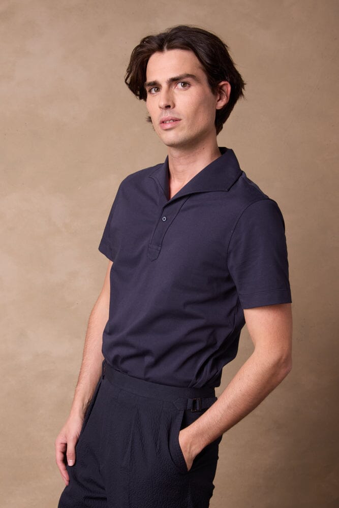 York 1-Piece Polo Top - Navy Cotton
