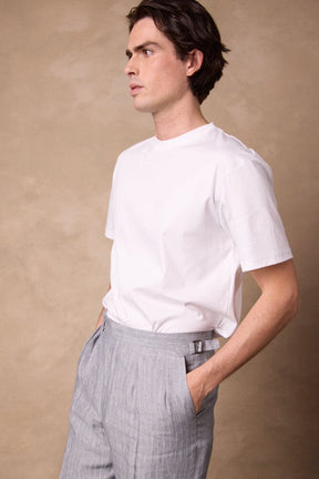 Teba Jacket - Blue-Grey White Stripe Linen