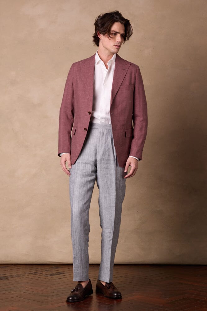 Jonah 10 Jacket - Dusty Red Wool Silk Linen