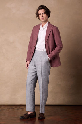 Jonah 10 Jacket - Dusty Red Wool Silk Linen