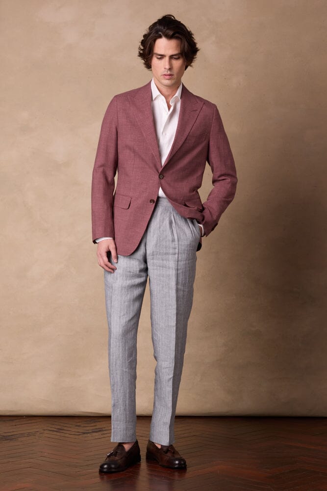 Jonah 10 Jacket - Dusty Red Wool Silk Linen