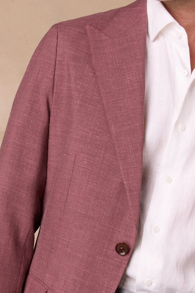 Jonah 10 Jacket - Dusty Red Wool Silk Linen