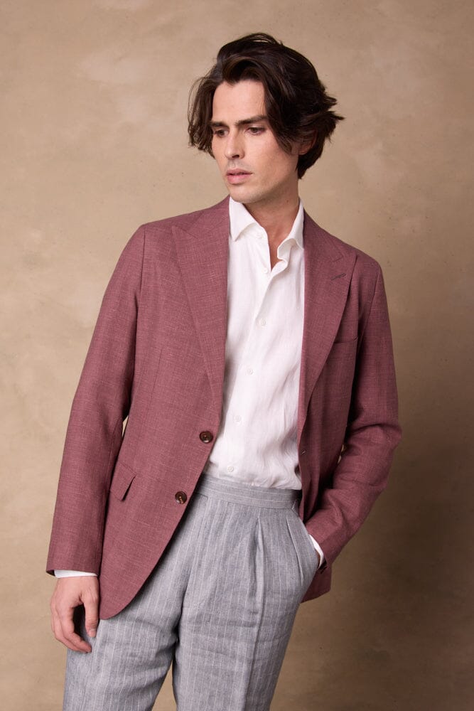 Jonah 10 Jacket - Dusty Red Wool Silk Linen