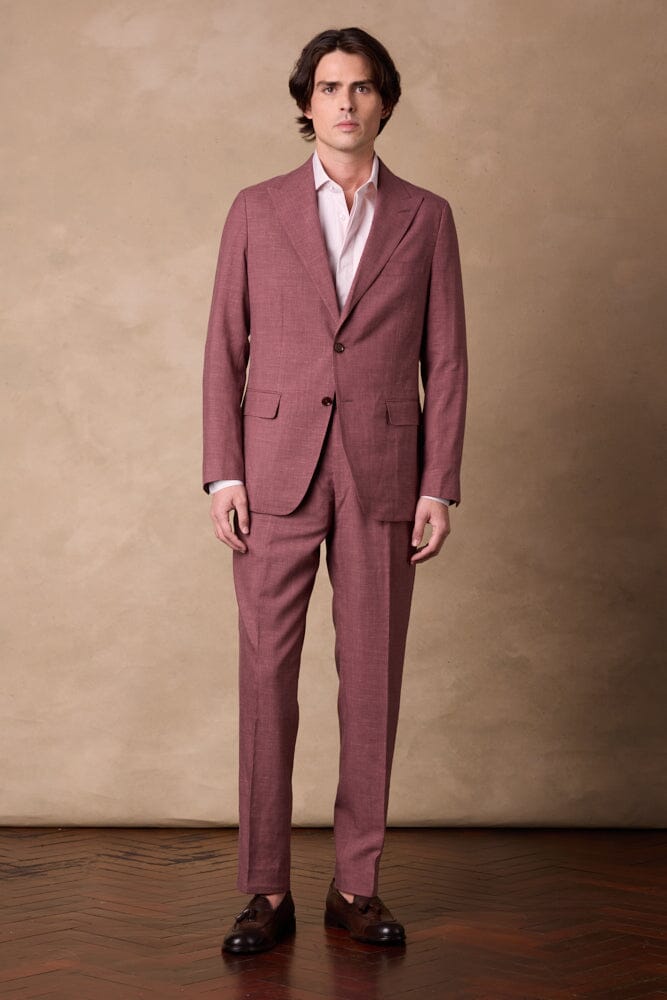 Jonah 10 / Como Suit - Dusty Red Wool Silk Linen