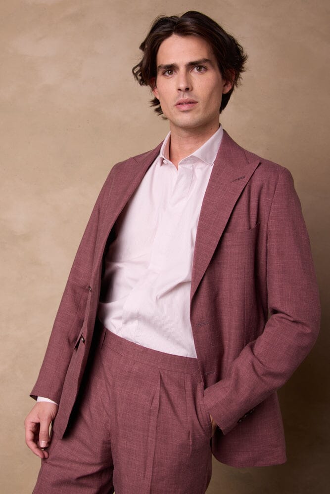 Jonah 10 / Como Suit - Dusty Red Wool Silk Linen