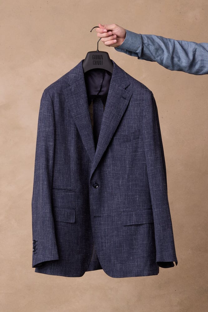 Greyson / Como Suit - Navy and White Wool Linen Silk