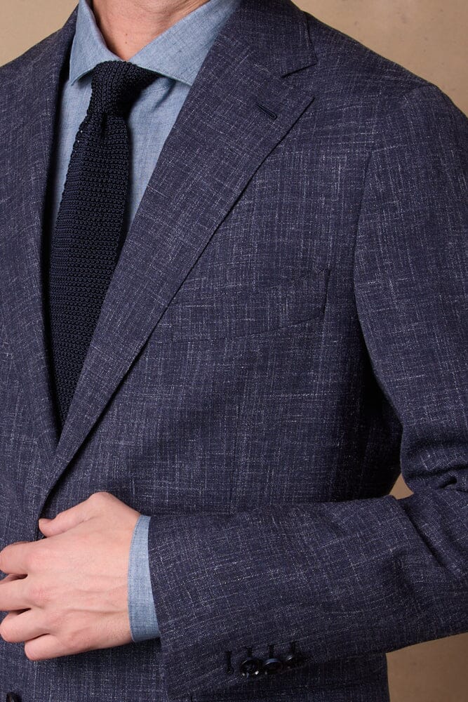 Greyson / Como Suit - Navy and White Wool Linen Silk