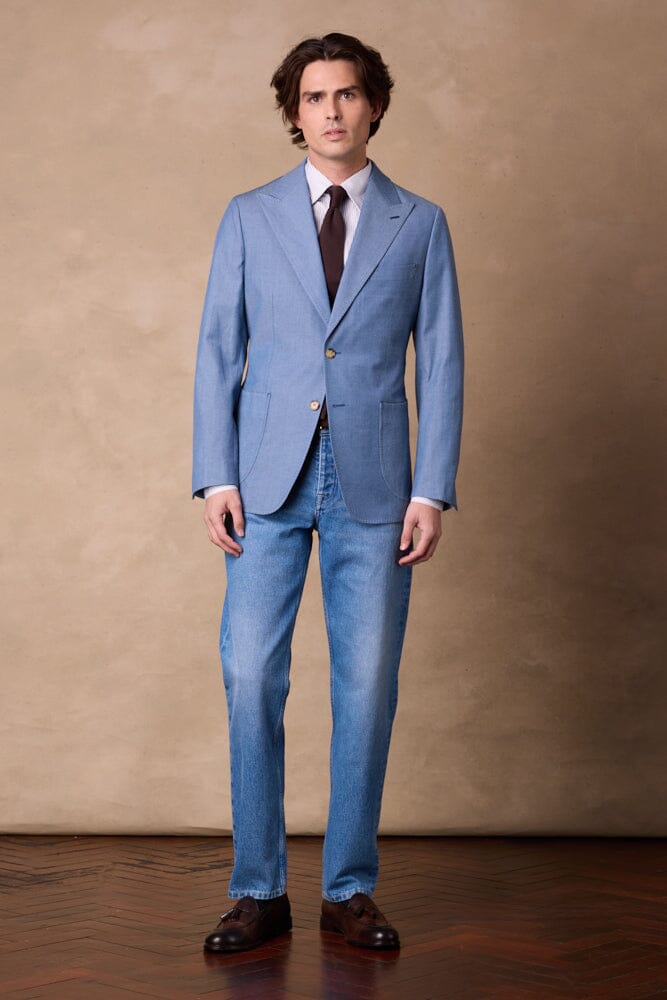 Jonah 10 Blazer - Sky Blue Wool Denim