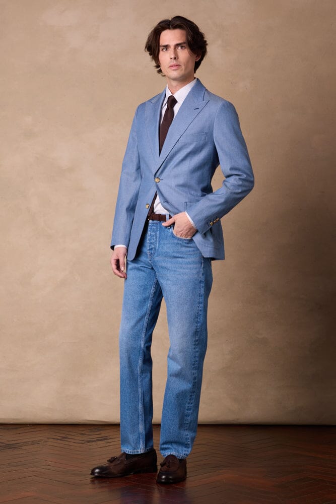 Jonah 10 Blazer - Sky Blue Wool Denim