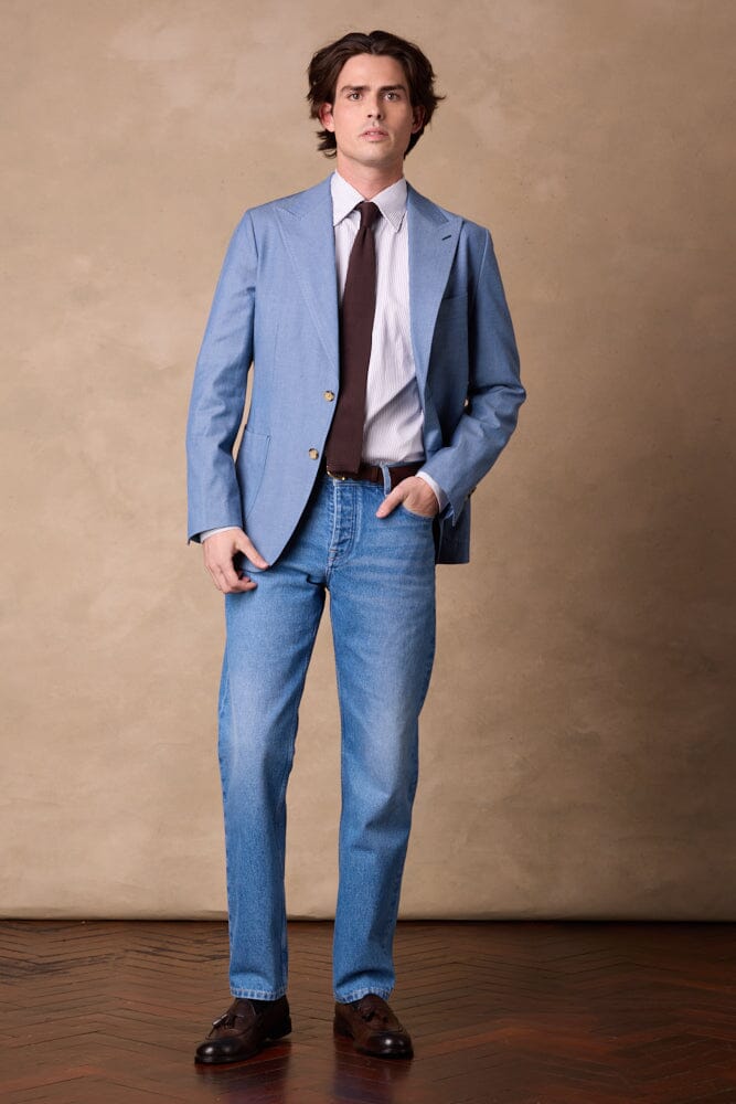 Jonah 10 Blazer - Sky Blue Wool Denim