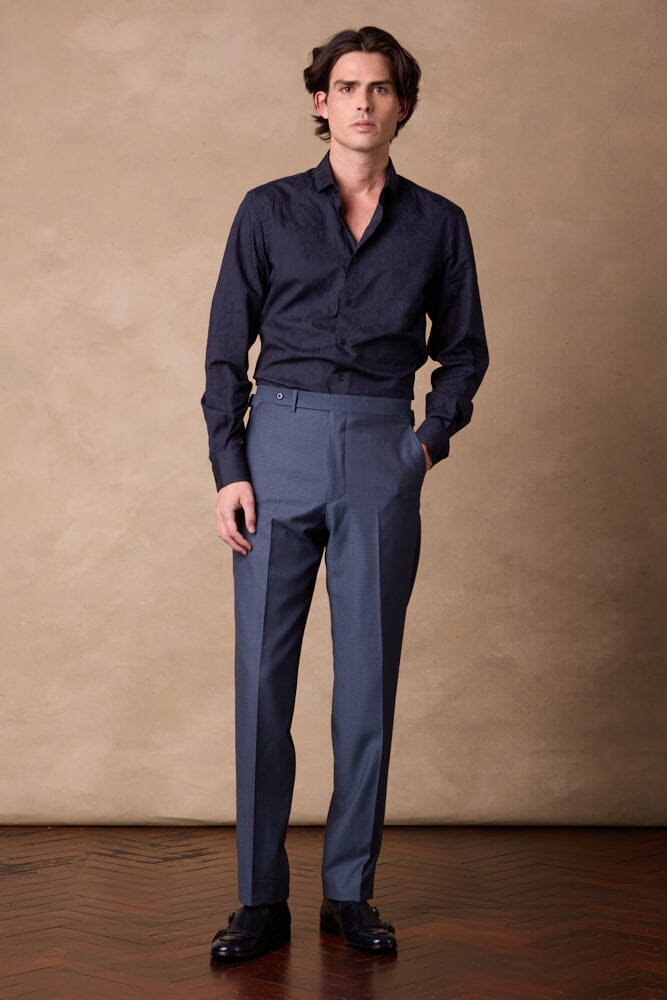 Jonah 10 / Como Suit - Blue Sharkskin Waves Wool