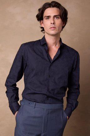 Pilot (SCA) Shirt - Navy with Tonal Floral