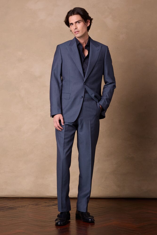 Jonah 10 / Como Suit - Blue Sharkskin Waves Wool