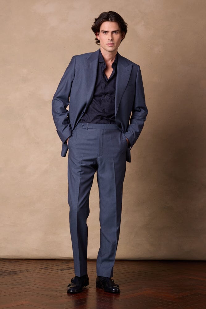 Jonah 10 / Como Suit - Blue Sharkskin Waves Wool