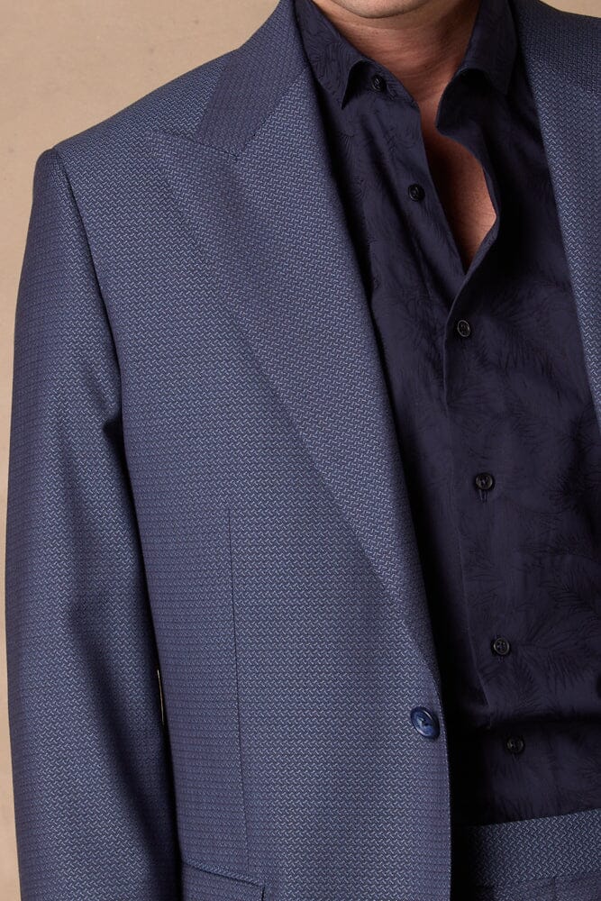 Jonah 10 / Como Suit - Blue Sharkskin Waves Wool