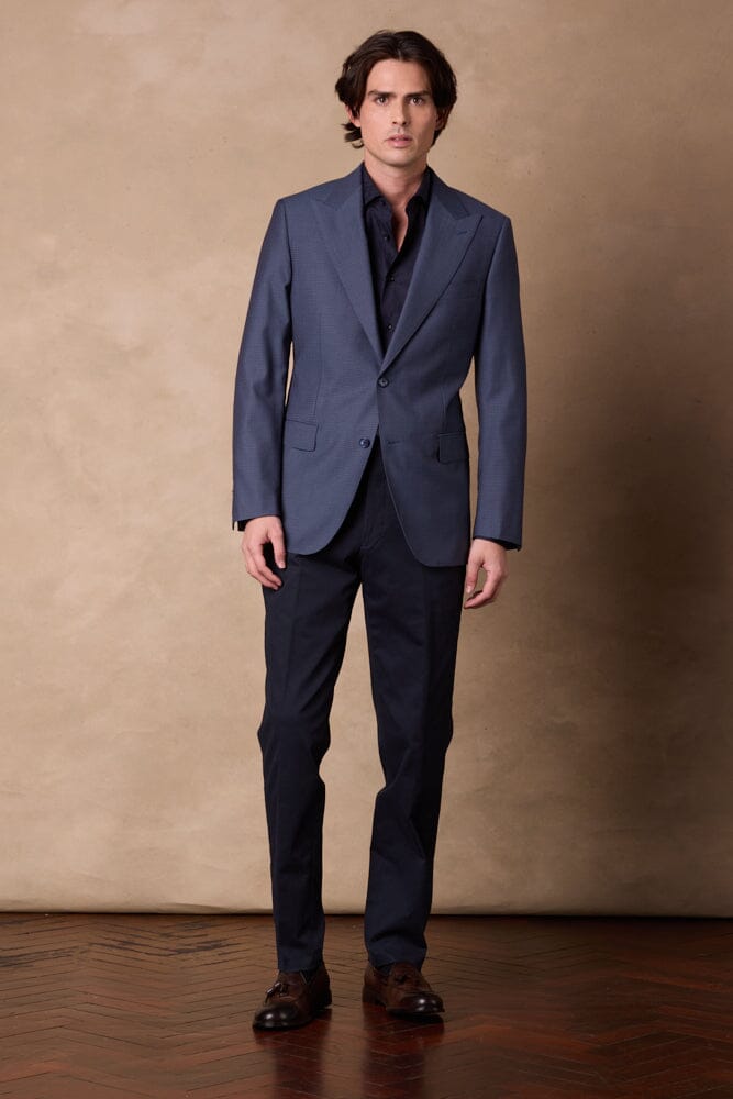Jonah 10 Blazer - Blue Sharkskin Waves Wool