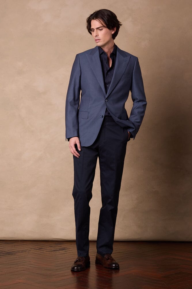 Jonah 10 Blazer - Blue Sharkskin Waves Wool