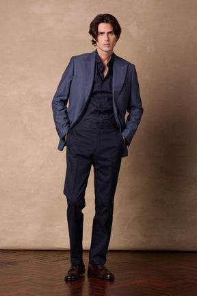 Jonah 10 Blazer - Blue Sharkskin Waves Wool