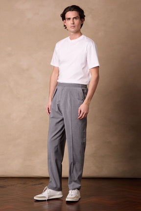 Bailey Pleated Trouser - Grey Seersucker