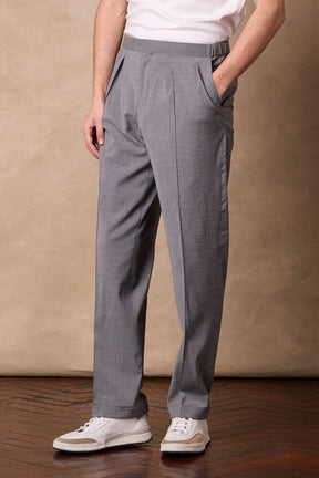 Bailey Pleated Trouser - Grey Seersucker