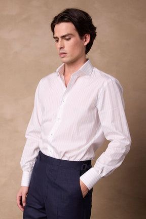 Pilot (BC) Shirt - White with Black Thin Stripe