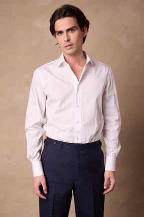 Pilot (BC) Shirt - White with Black Thin Stripe