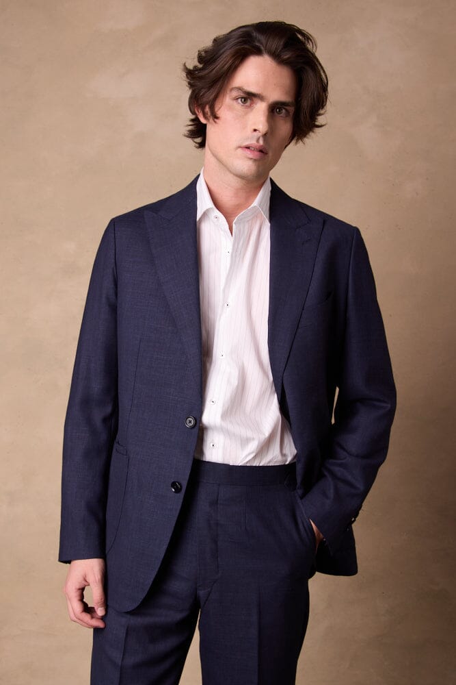 Lenni / Como Suit - Navy Blue Wool Linen