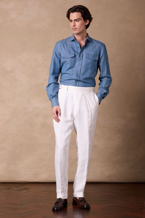 Tribeca Shirt - Denim Blue Wash Cotton Linen