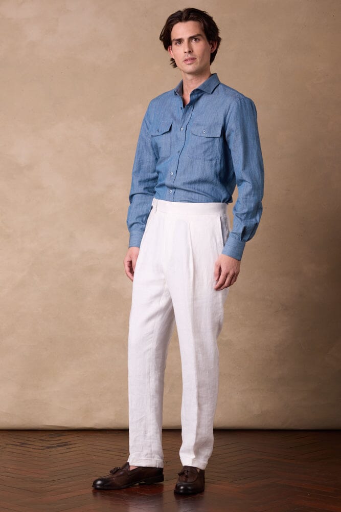 Tribeca Shirt - Denim Blue Wash Cotton Linen