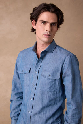 Tribeca Shirt - Denim Blue Wash Cotton Linen