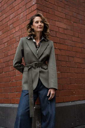 The Lily Belted Jacket - Sage Wool