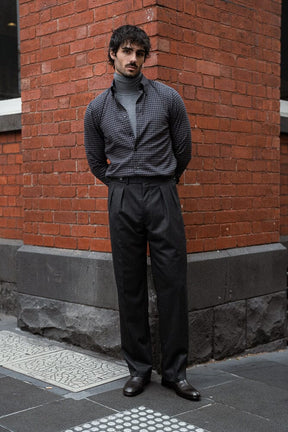 Ralph Narrow Spread Button Down Shirt - Grey & Black Check
