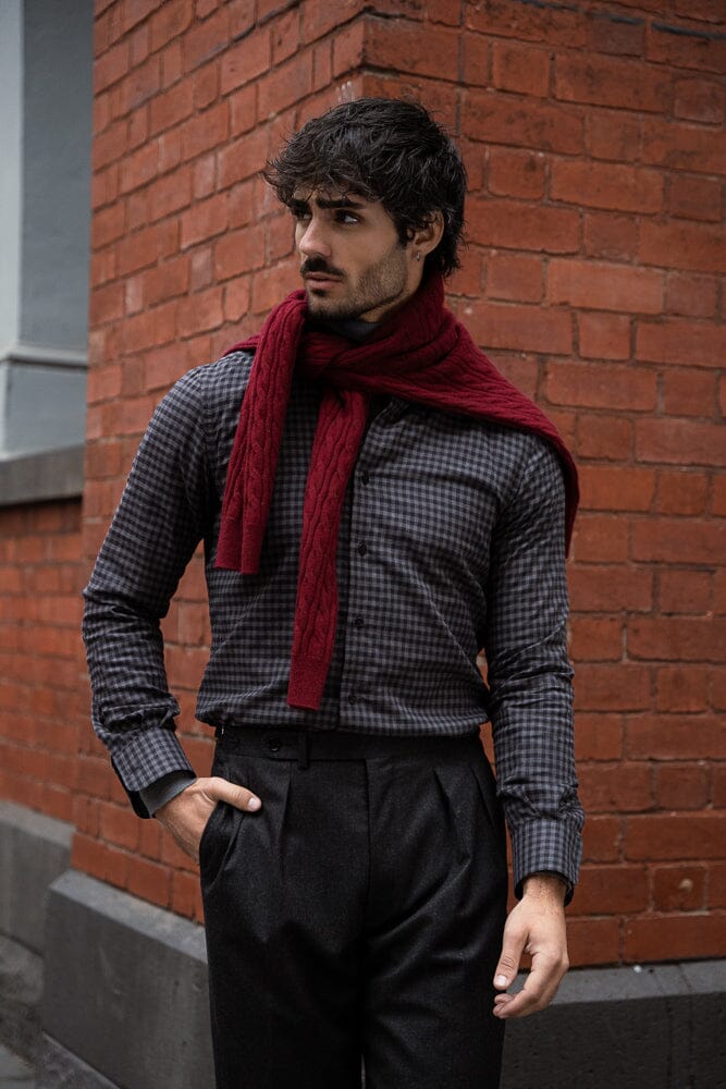 Firenze Pleated Trouser - Charcoal Flannel