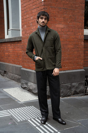 Ethan Overshirt - Olive Wool Cashmere Marle