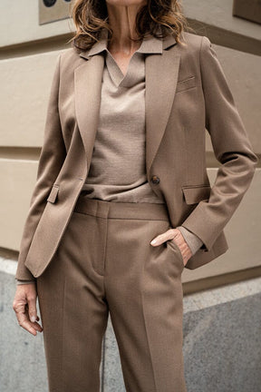 The Camila Suit - Medium Brown Twill Wool