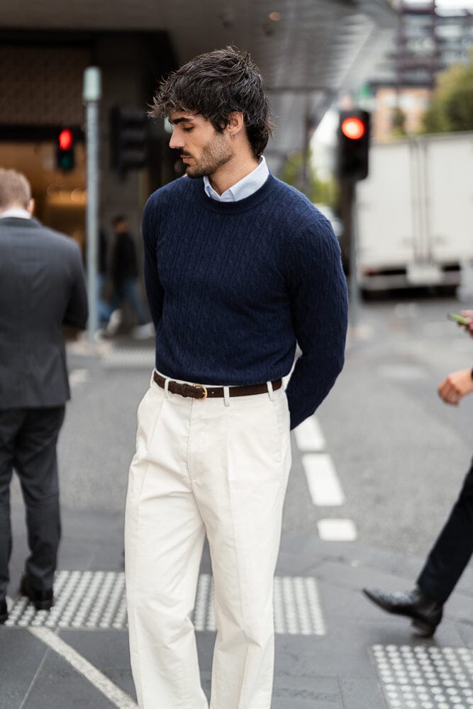 Firenze Pleated Trouser - Ivory Corduroy