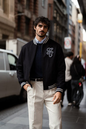The 'GC' Varsity Bomber - Navy Wool