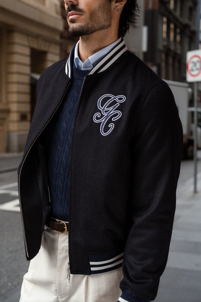 The 'GC' Varsity Bomber - Navy Wool