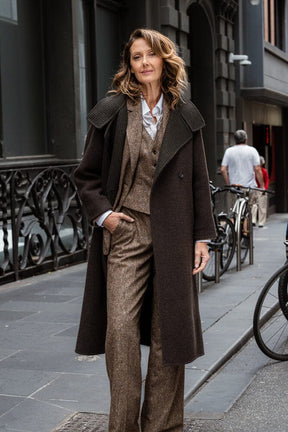 Amara Double Face Coat - Chocolate Wool