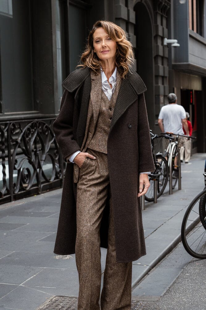 Amara Double Face Coat - Chocolate Wool