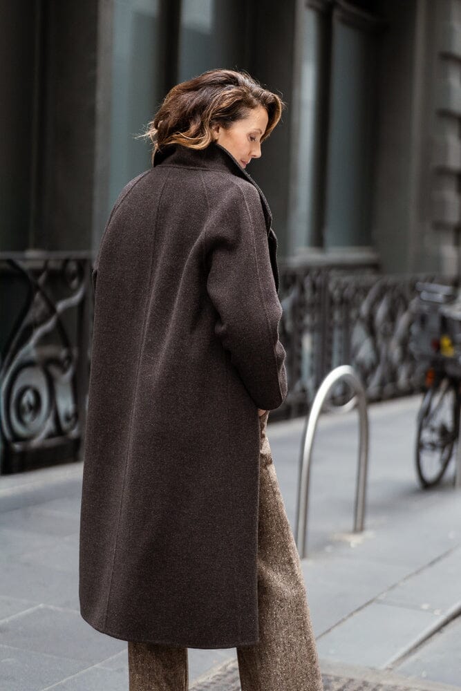 Amara Double Face Coat - Chocolate Wool