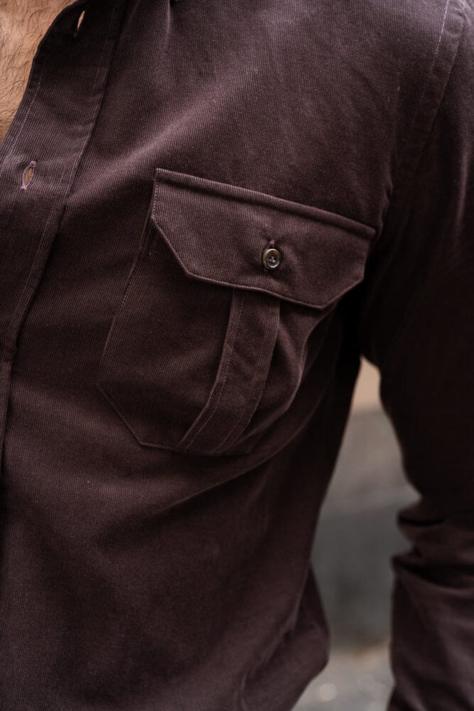 Mercer Narrow Spread Button Down Shirt - Brown Fine Corduroy