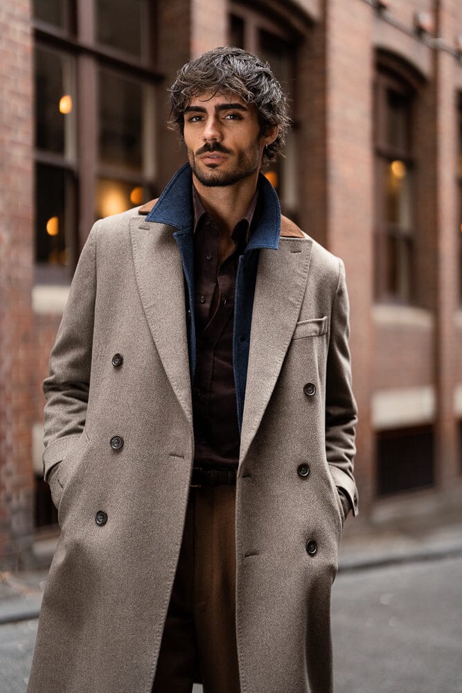 Enzo Coat - Taupe Wool (with contrast collar)