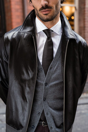 The Laurent Blouson - Black Cotton Blend