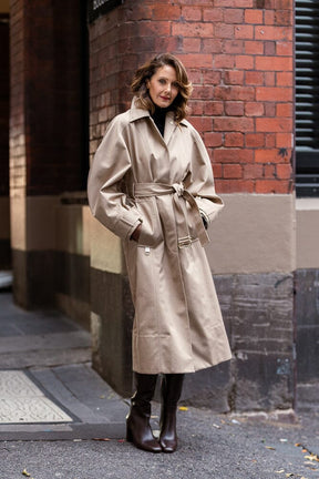 Colette Trench Coat - Sand Tech