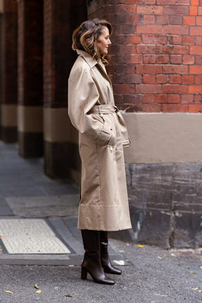 Colette Trench Coat - Sand Tech